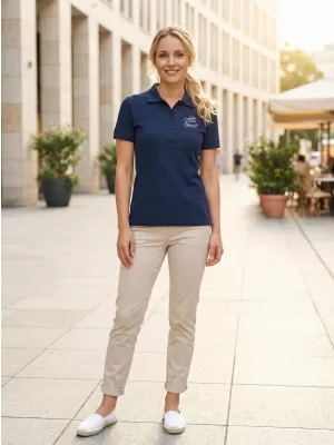 Ženska majica s kratkimi rokavi z ovratnikom ALTISPORT ALW056210 POLNOČNO MODRA