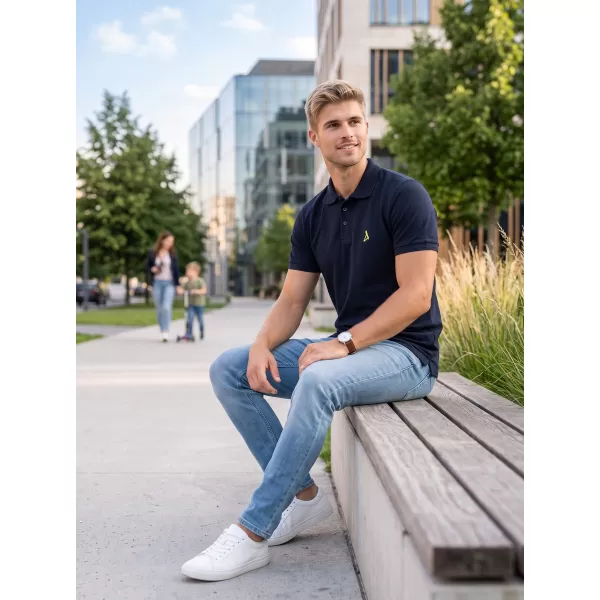  Moška premium majica z ovratnikom ALTISPORT ALM002203 MORNARSKO MODRA 