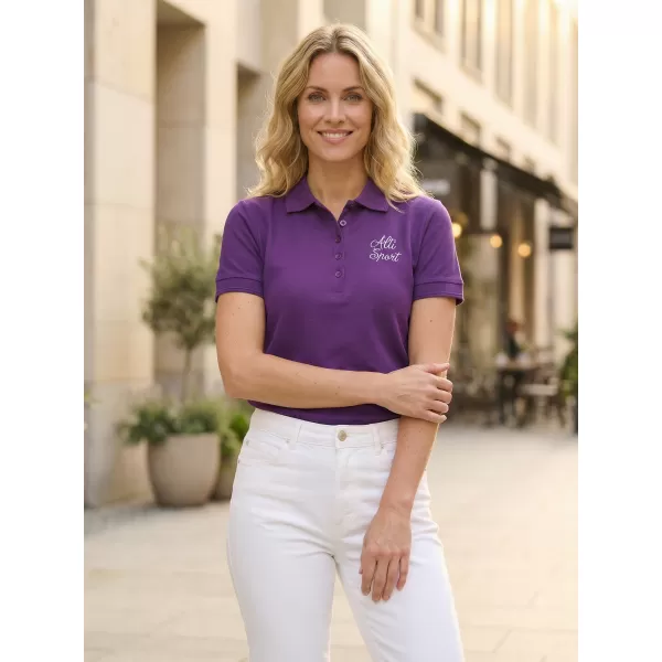  Ženska majica s kratkimi rokavi z ovratnikom ALTISPORT ALW056210 VIJOLIČNA 