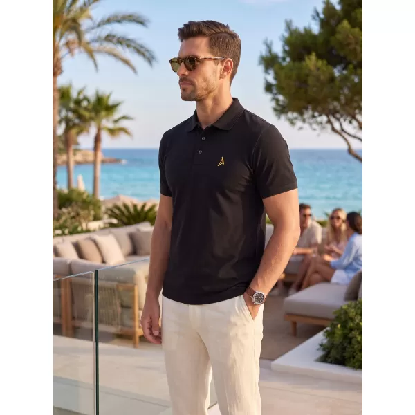  Moška premium majica z ovratnikom ALTISPORT ALM002203 ČRNA IN ZLATA 