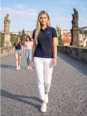 Ženska majica s kratkimi rokavi z ovratnikom ALTISPORT ALW056210 MORNARSKO MODRA