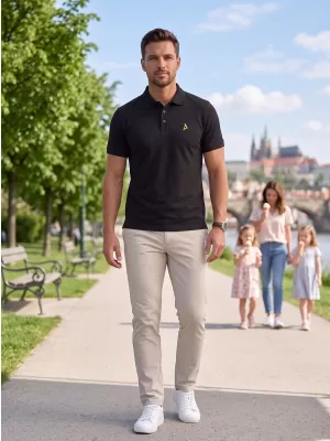Moška premium majica z ovratnikom ALTISPORT ALM002203 ČRNA IN ZELENA