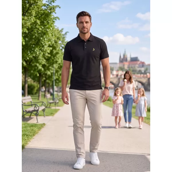  Moška premium majica z ovratnikom ALTISPORT ALM002203 ČRNA IN ZELENA 