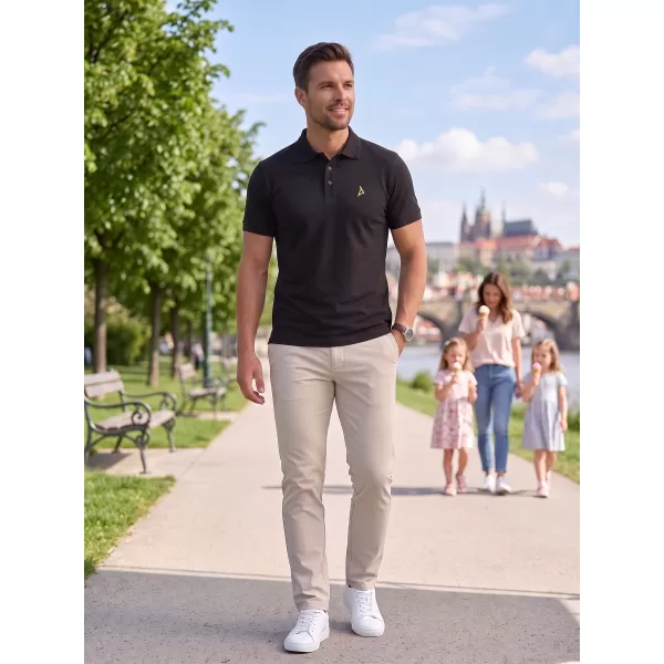  Moška premium majica z ovratnikom ALTISPORT ALM002203 ČRNA IN ZELENA 