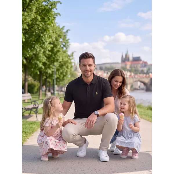  Moška premium majica z ovratnikom ALTISPORT ALM002203 ČRNA IN ZELENA 
