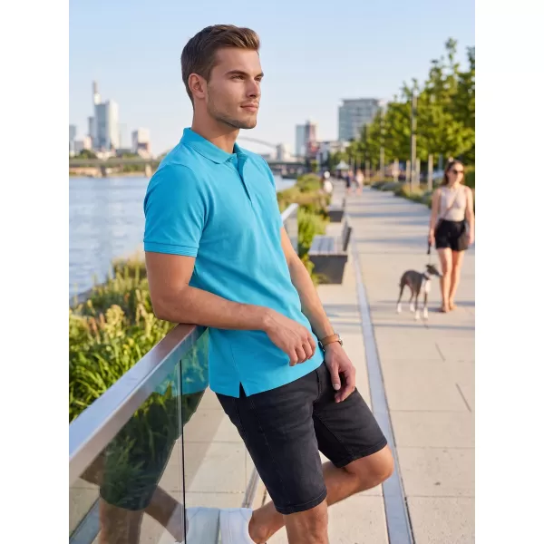  Moška premium majica z ovratnikom ALTISPORT ALM002203 TURKIZNA 