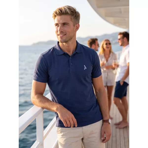  Moška premium majica z ovratnikom ALTISPORT ALM002203 POLNOČNO MODRA 