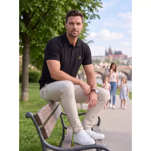  Moška premium majica z ovratnikom ALTISPORT ALM002203 ČRNA IN ZELENA 