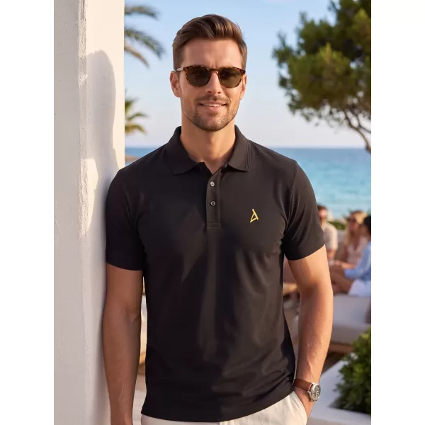  Moška premium majica z ovratnikom ALTISPORT ALM002203 ČRNA IN ZLATA 