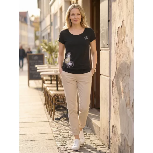  Ženska majica s kratkimi rokavi ALTISPORT ALW106120 ČRNA IN ZLATA 
