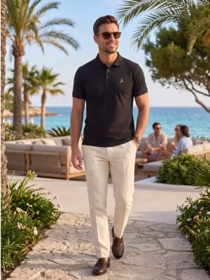 Moška premium majica z ovratnikom ALTISPORT ALM002203 ČRNA IN ZLATA