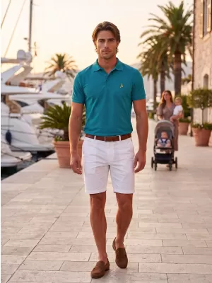 Moška premium majica z ovratnikom ALTISPORT ALM002203 TEMNO TURKIZNA