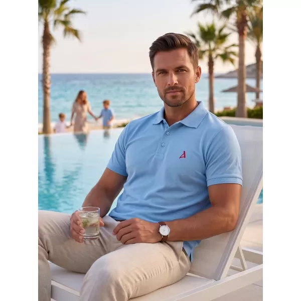  Moška premium majica z ovratnikom ALTISPORT ALM002203 MODRO NEBO 