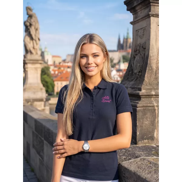  Ženska majica s kratkimi rokavi z ovratnikom ALTISPORT ALW056210 MORNARSKO MODRA 
