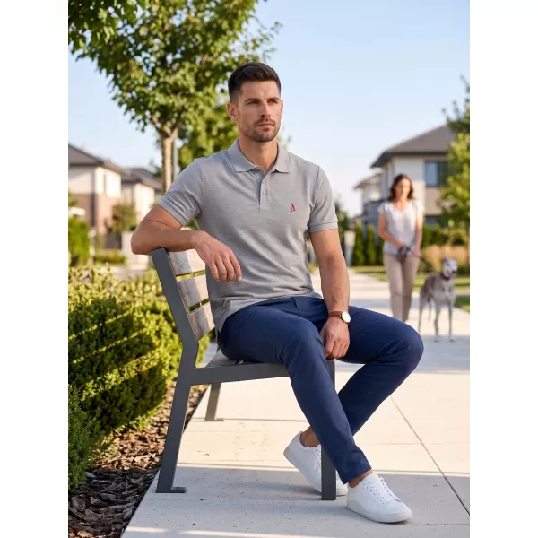  Moška premium majica z ovratnikom ALTISPORT ALM002203 TEMNO SIVI POUDARKI 