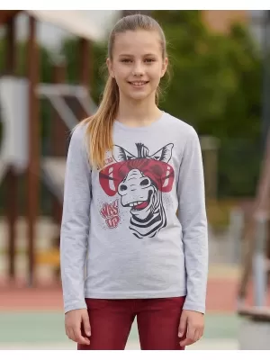 Dekliška majica z dolgimi rokavi SAM 73 AGNES GT 555 SVETLO SIVA