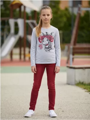 Dekliška majica z dolgimi rokavi SAM 73 AGNES GT 555 SVETLO SIVA