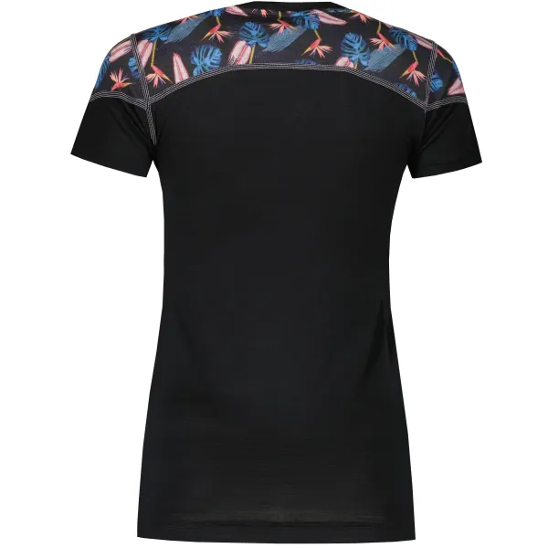  Ženska termo majica SENSOR MERINO IMPRESS 21100008 ČRNA/FLORAL 