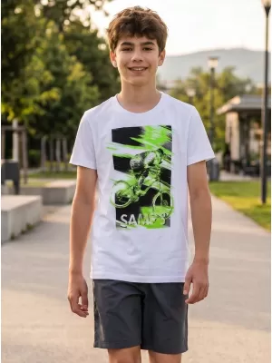 Fant t -majica s kratkimi rokavi SAM 73 LEO BT 550 BELA