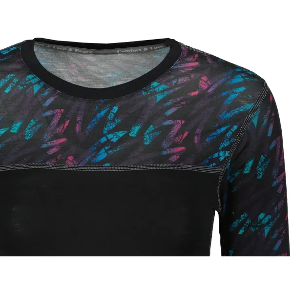  Ženska termo majica SENSOR MERINO IMPRESS 21200018 ČRNA/STRIPES 