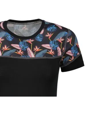 Ženska termo majica SENSOR MERINO IMPRESS 21100008 ČRNA/FLORAL