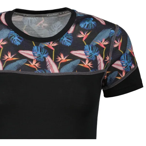  Ženska termo majica SENSOR MERINO IMPRESS 21100008 ČRNA/FLORAL 