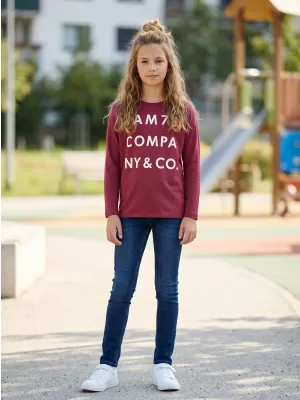 Dekliška majica z dolgimi rokavi SAM 73 KAT GT 557 TEMNO ROZA