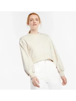 Ženski kratki top pulover PUMA CLASSICS PUFF SLEEVE CREW 531616-73 SLONOKOŠČENI SIJAJ
