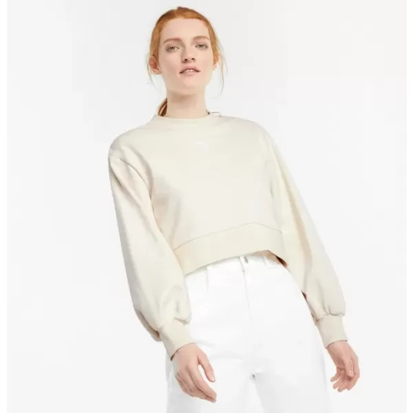  Ženski kratki top pulover PUMA CLASSICS PUFF SLEEVE CREW 531616-73 SLONOKOŠČENI SIJAJ 