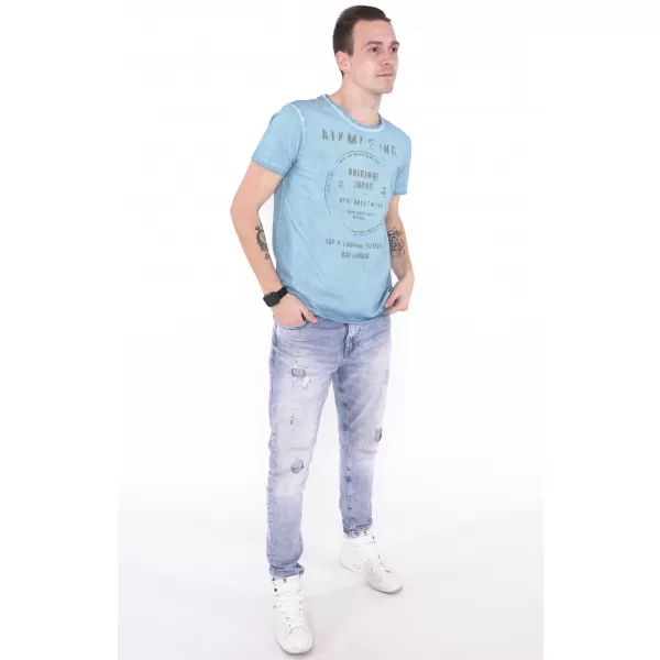  Moška majica s kratkimi rokavi KIXMI NAVIN MODRA 