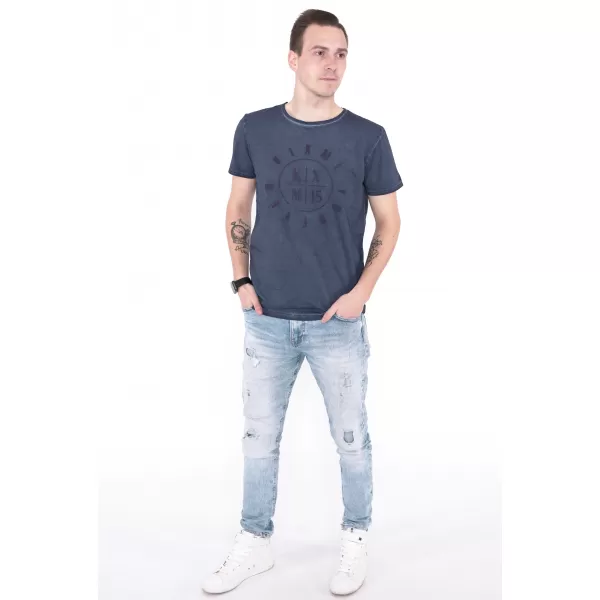  Moška majica s kratkimi rokavi KIXMI NADIR TEMNO MODRA 