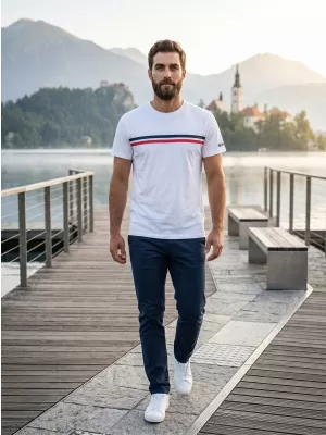 Moška T -majica s kratkimi rokavi SAM 73 LARRY MT 803 BELA