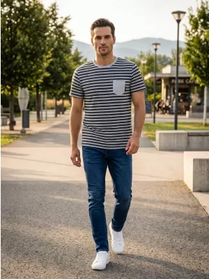 Moška majica s kratkimi rokavi SAM 73 MARTIN MT 794 SVETLO SIVA
