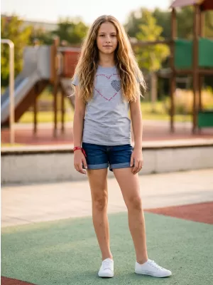 Dekliška majica s kratkimi rokavi SAM 73 ALAINA GT 564 SVETLO SIVA