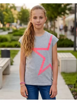 Dekliška majica s kratkimi rokavi SAM 73 KATHERINE GT 559 SVETLO SIVA