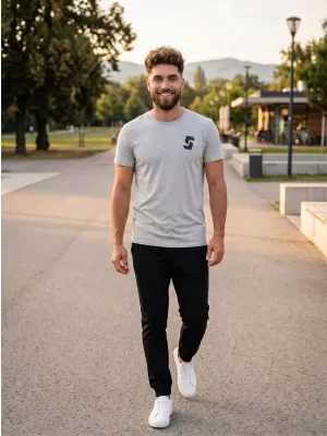 Moška majica s kratkimi rokavi SAM 73 DOUGALL MT 801 SVETLO SIVA