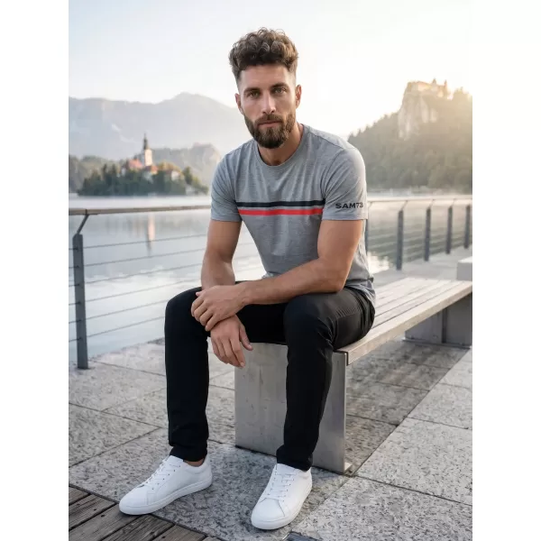 Moška majica s kratkimi rokavi SAM 73 LARRY MT 803 SIVA 