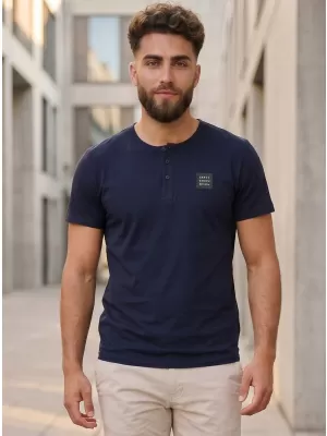 Moška majica s kratkimi rokavi SAM 73 GIDEON MT 804 TEMNO MODRA