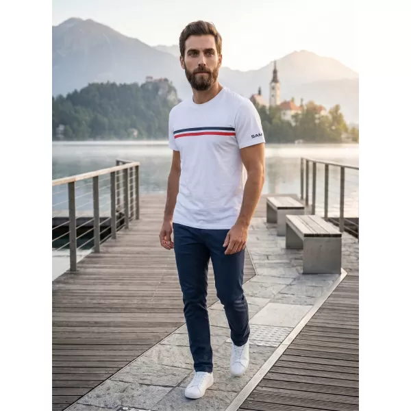  Moška T -majica s kratkimi rokavi SAM 73 LARRY MT 803 BELA 