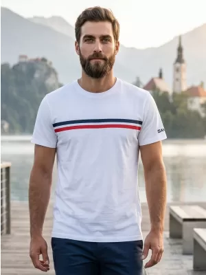 Moška T -majica s kratkimi rokavi SAM 73 LARRY MT 803 BELA