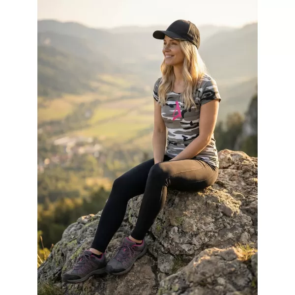  Ženska majica s kratkimi rokavi ALTISPORT ALW002C122 KAMUFLAŽNO SIVA/ROZA 