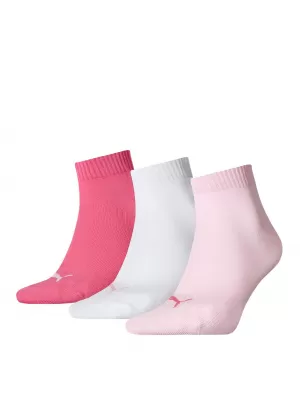 Nogavice PUMA QUARTER PLAIN 3P ROZA/BELA
