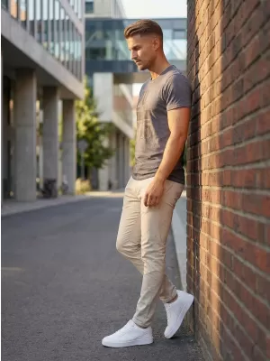 Moška majica s kratkimi rokavi KIXMI OMER TEMNO SIVA