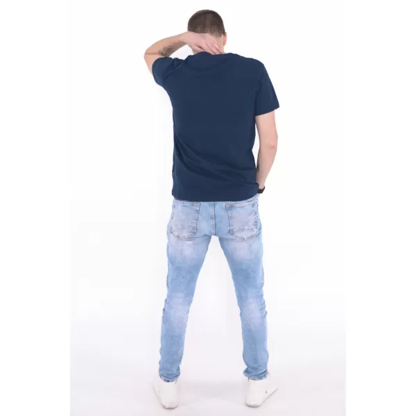  Moška majica s kratkimi rokavi KIXMI ORLANDO TEMNO MODRA 