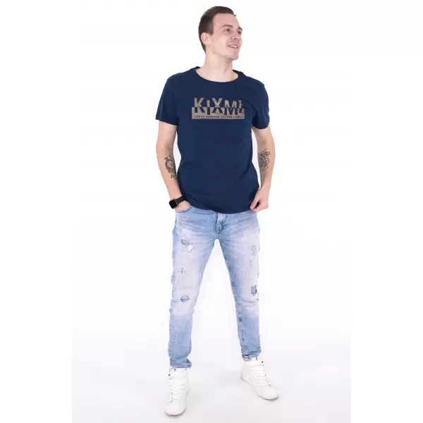  Moška majica s kratkimi rokavi KIXMI ORLANDO TEMNO MODRA 