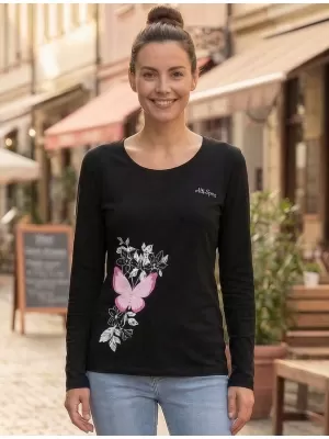Dámské triko s dlouhým rukávem ALTISPORT CARRYOVER ALW137169 ČERNORŮŽOVÁ
