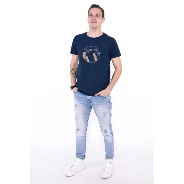  Moška majica s kratkimi rokavi KIXMI OCTAVIO TEMNO MODRA 