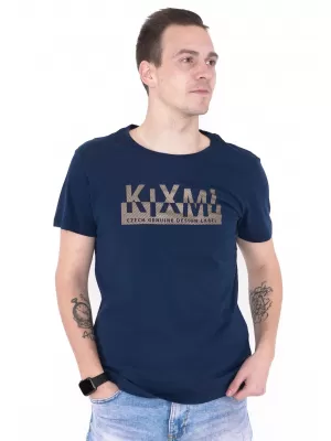 Moška majica s kratkimi rokavi KIXMI ORLANDO TEMNO MODRA