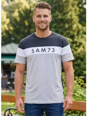 Moška majica s kratkimi rokavi SAM 73 KAVIX MT 815 SVETLO SIVA