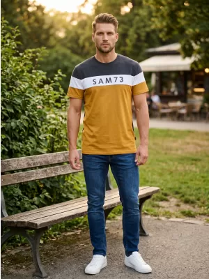 Moška majica s kratkimi rokavi SAM 73 KAVIX MT 815 SVETLO RJAVA